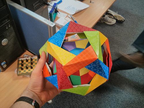 Origami icosahedron inside origami